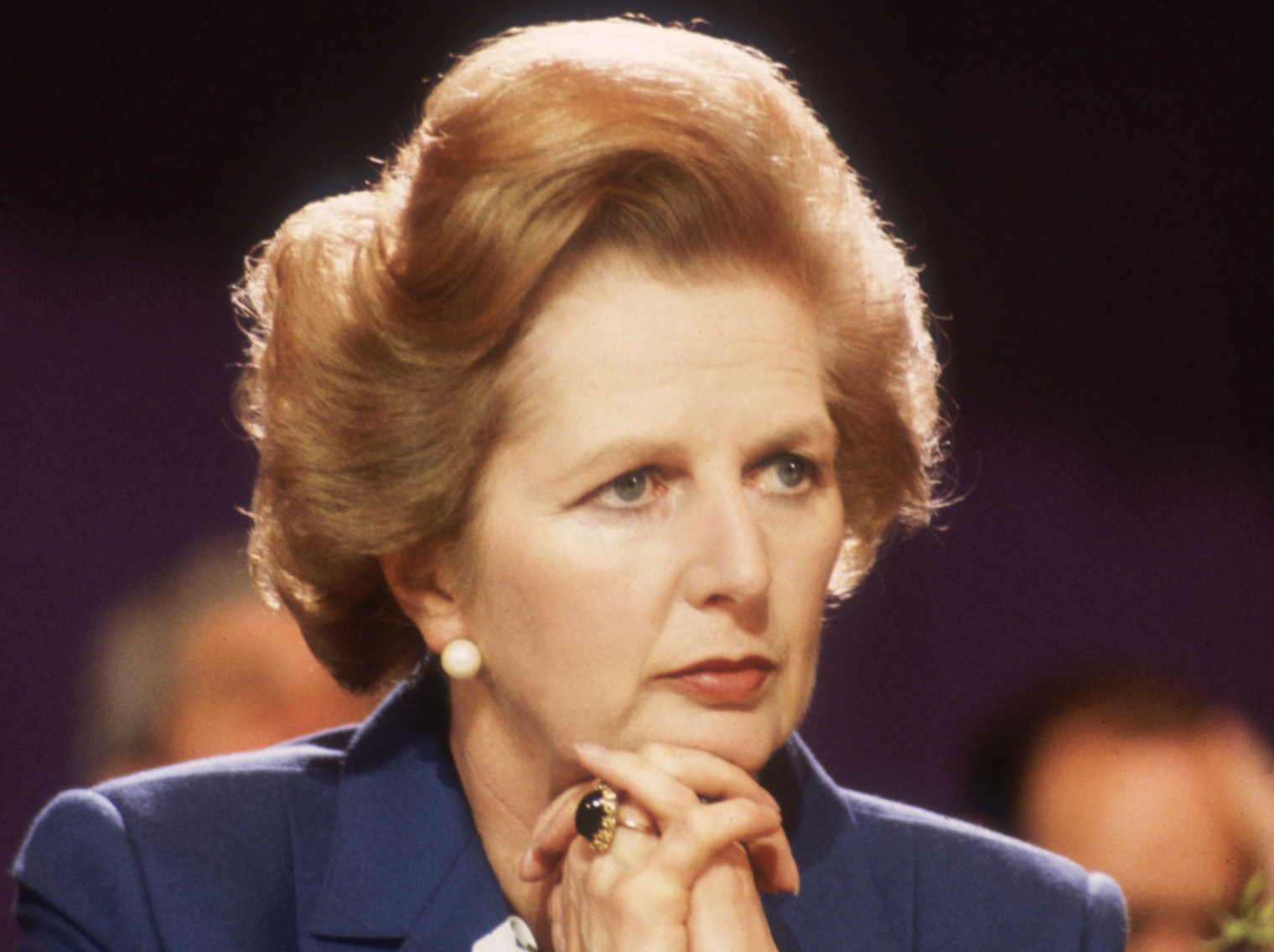 14th October 1981:  British Conservative politician and first woman to hold the office of Prime Minister of Great Britain Margaret Thatcher at the Tory Party Conference in Blackpool.  (Photo by Hulton Archive/Getty Images)
